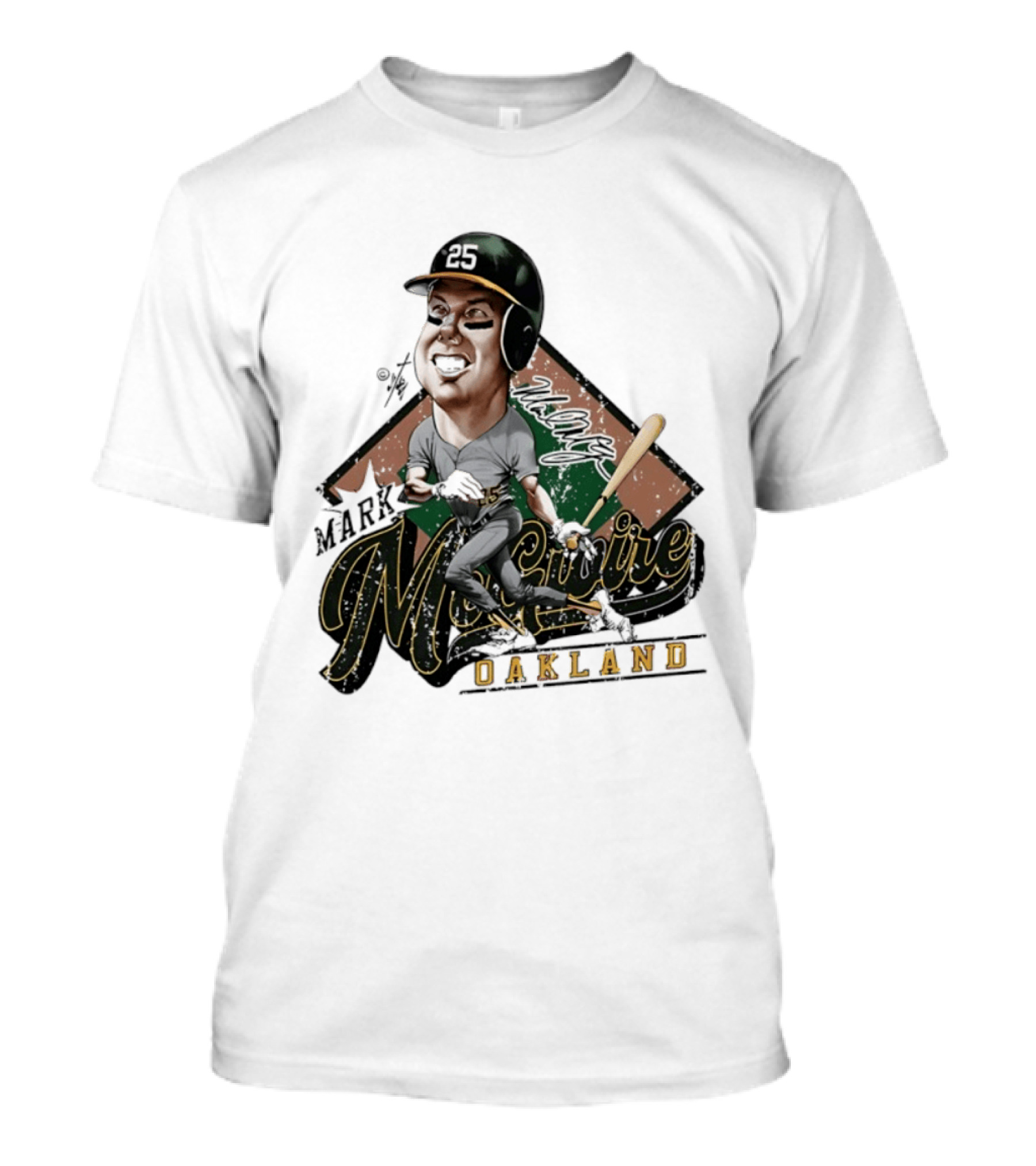 Mark McGwire Oakland Athletics Baseball Caricature Bruce Stark T-Shirt