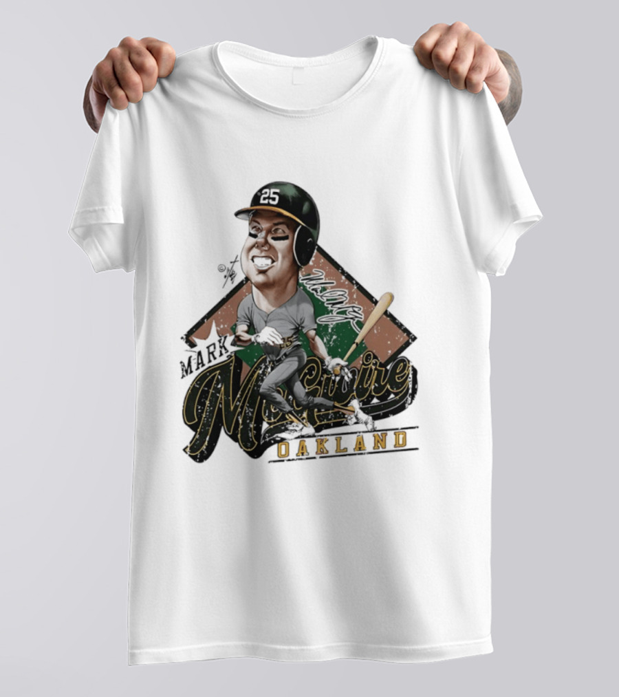 Mark McGwire Oakland Athletics Baseball Caricature Bruce Stark T-Shirt