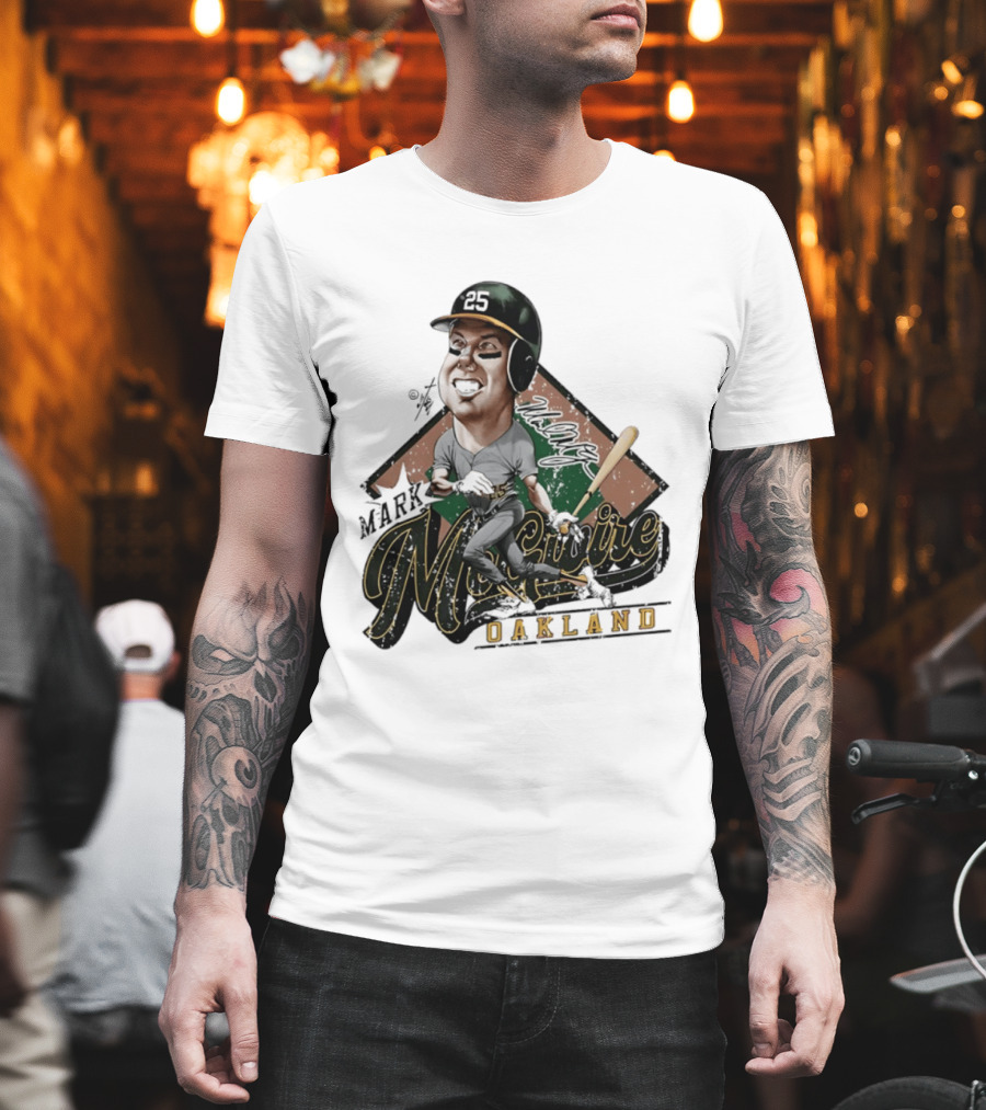 Mark McGwire Oakland Athletics Baseball Caricature Bruce Stark T-Shirt