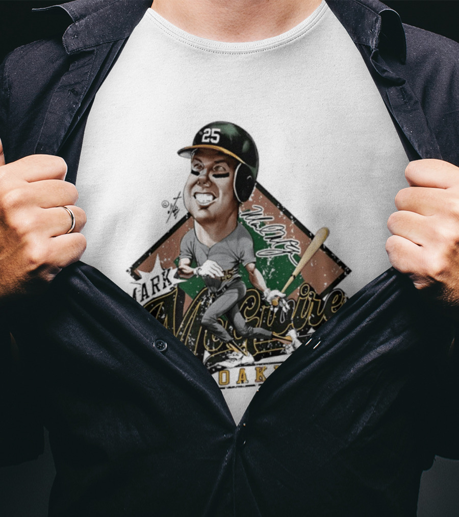 Mark McGwire Oakland Athletics Baseball Caricature Bruce Stark T-Shirt
