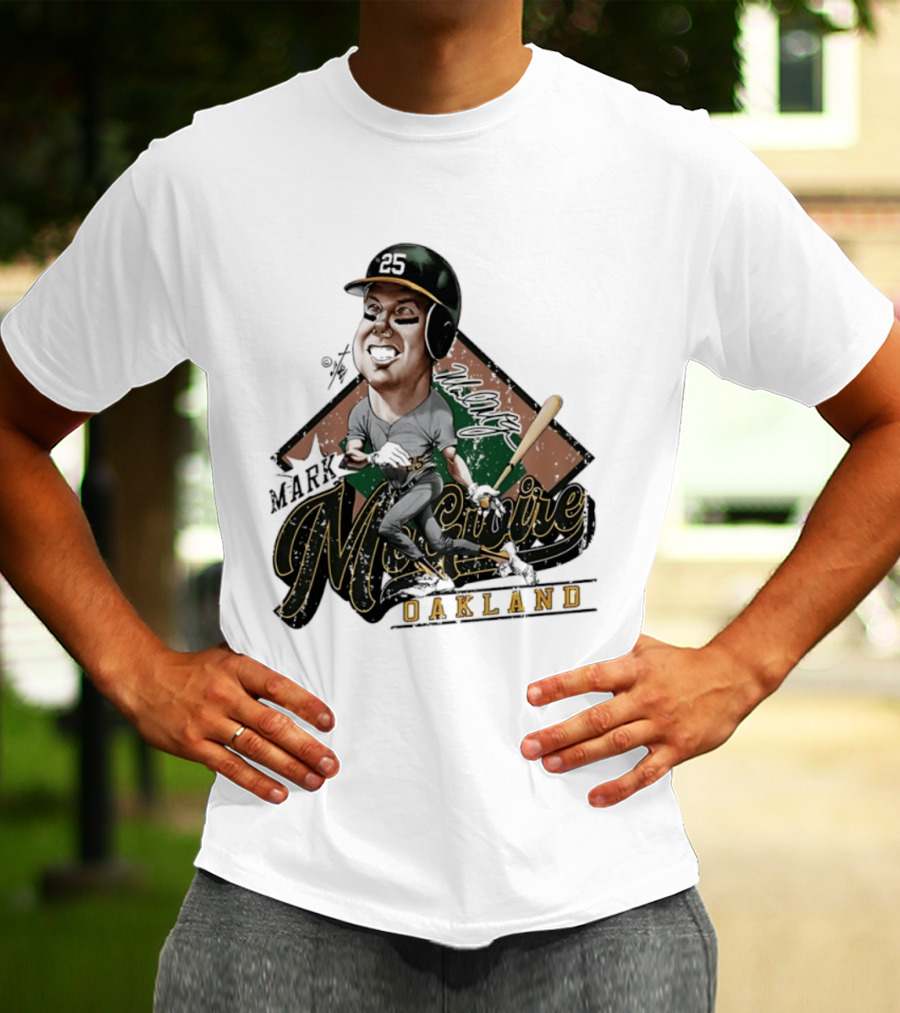 Mark McGwire Oakland Athletics Baseball Caricature Bruce Stark T-Shirt