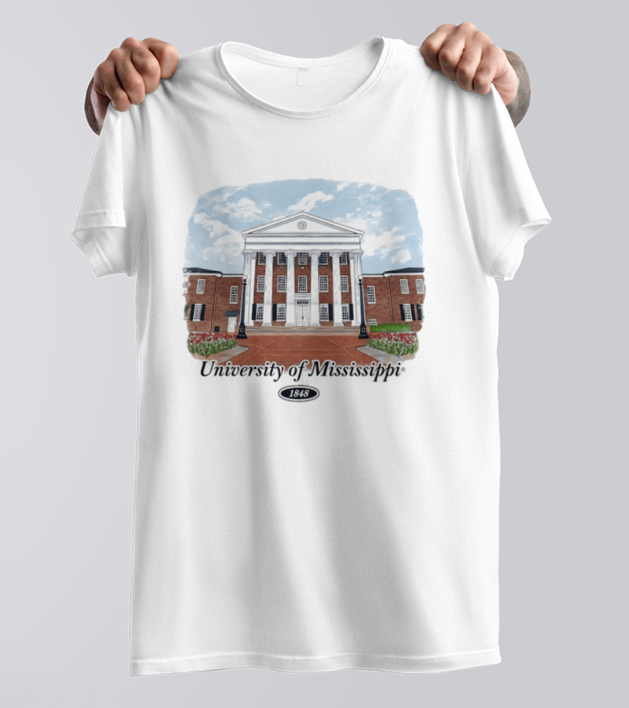 University Of Mississippi Ole Miss Rebels Football 1848 Campus Building T-Shirt