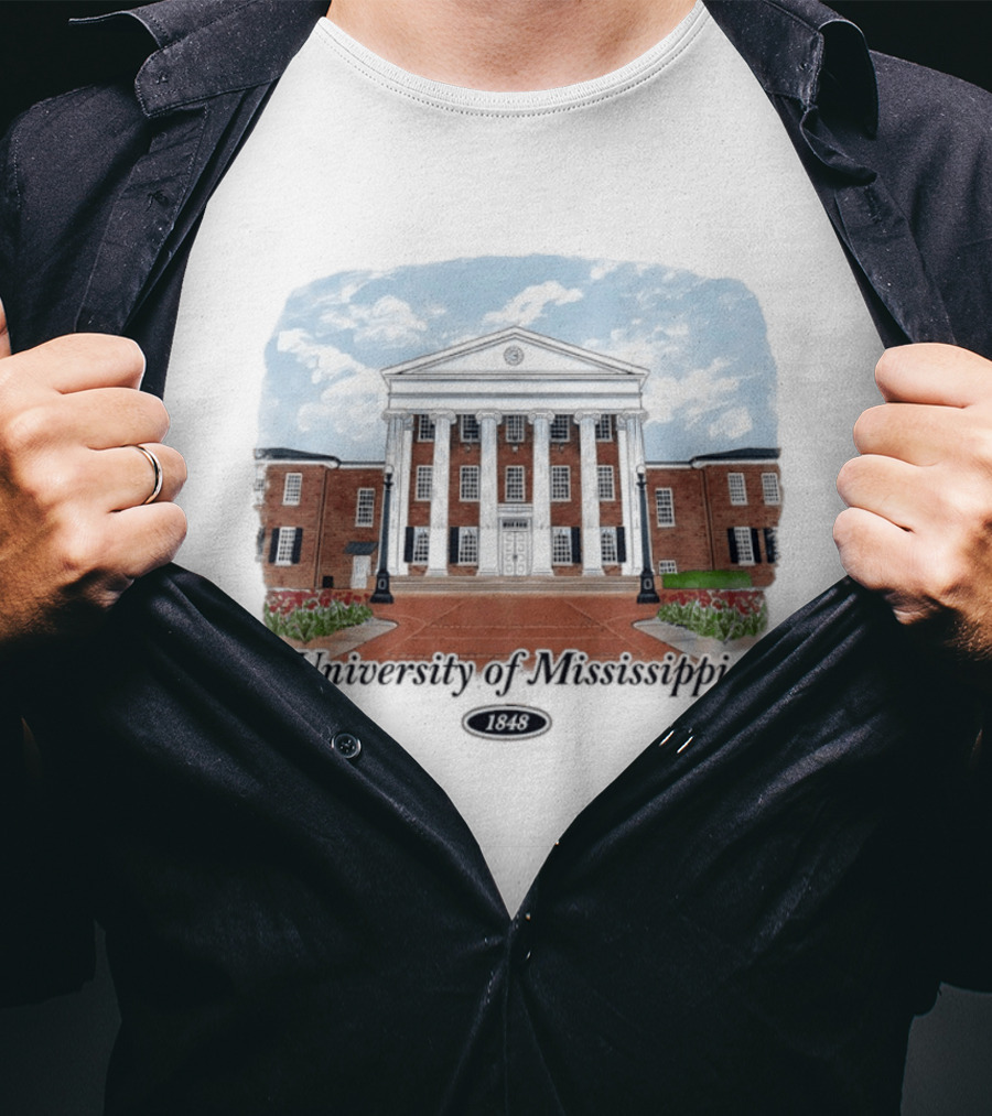 University Of Mississippi Ole Miss Rebels Football 1848 Campus Building T-Shirt