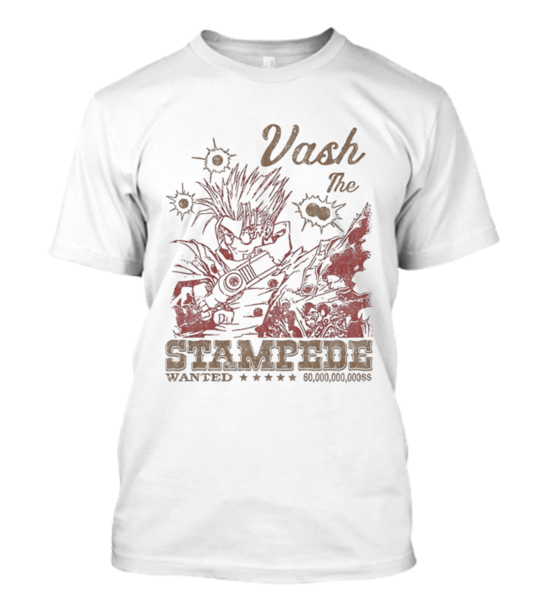 Vash The Stampede Wanted Bounty Hunter Anime T-Shirt