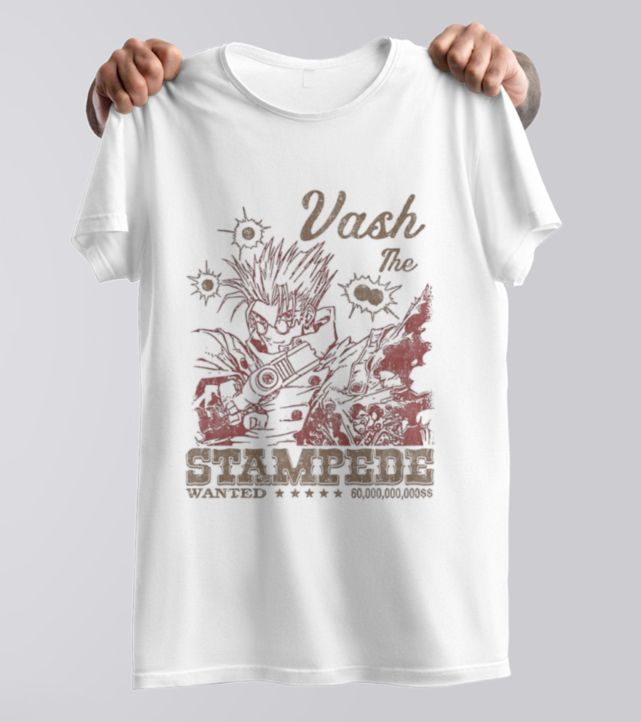 Vash The Stampede Wanted Bounty Hunter Anime T-Shirt