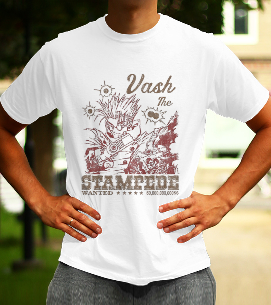 Vash The Stampede Wanted Bounty Hunter Anime T-Shirt