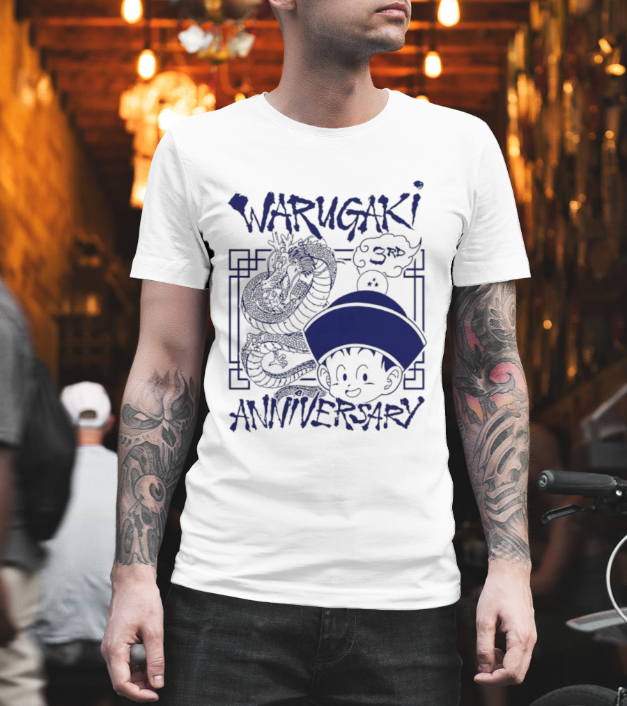Warugaki 3th Anniversary With Dragon And Child In Blue T-Shirt