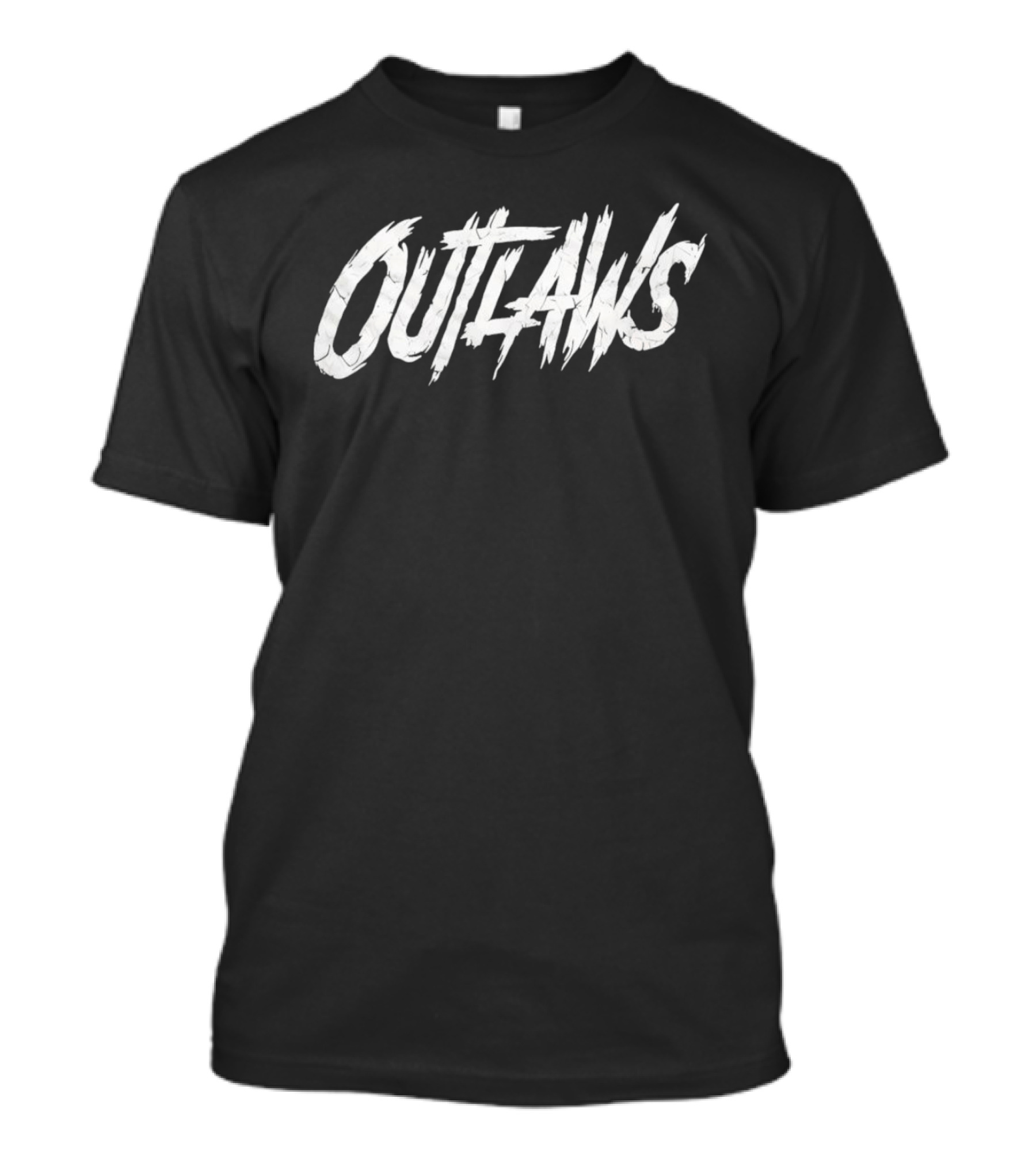 Cowboys Outlaws Text Bold White Brushstroke T-Shirt