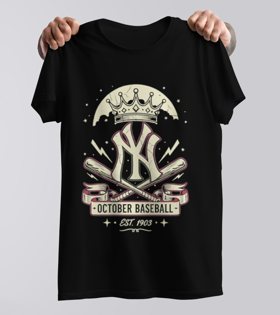 New York Yankees October Baseball Retro Emblem Est 1903 T-Shirt