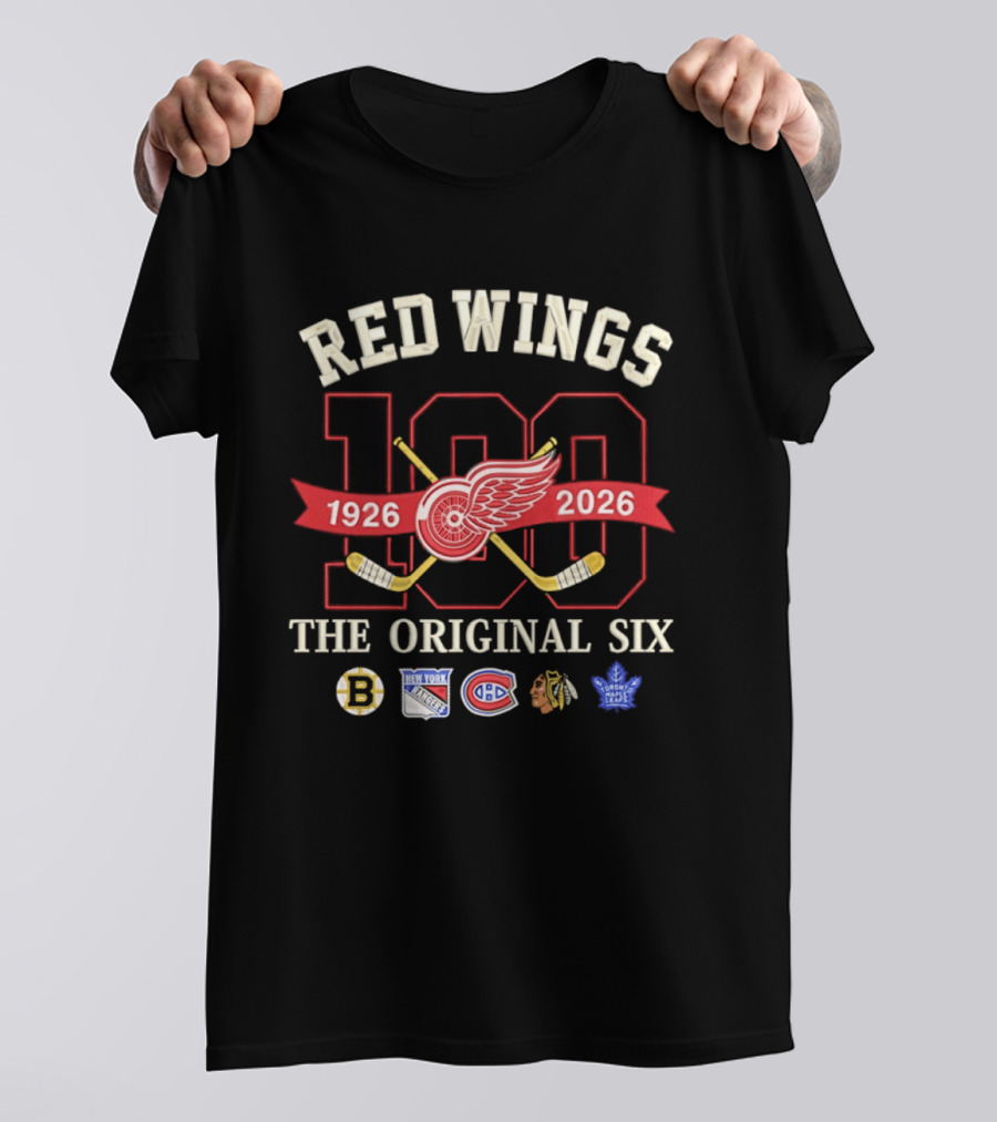 Red Wings 100 Years 1926 2026 Anniversary The Original Six T-Shirt
