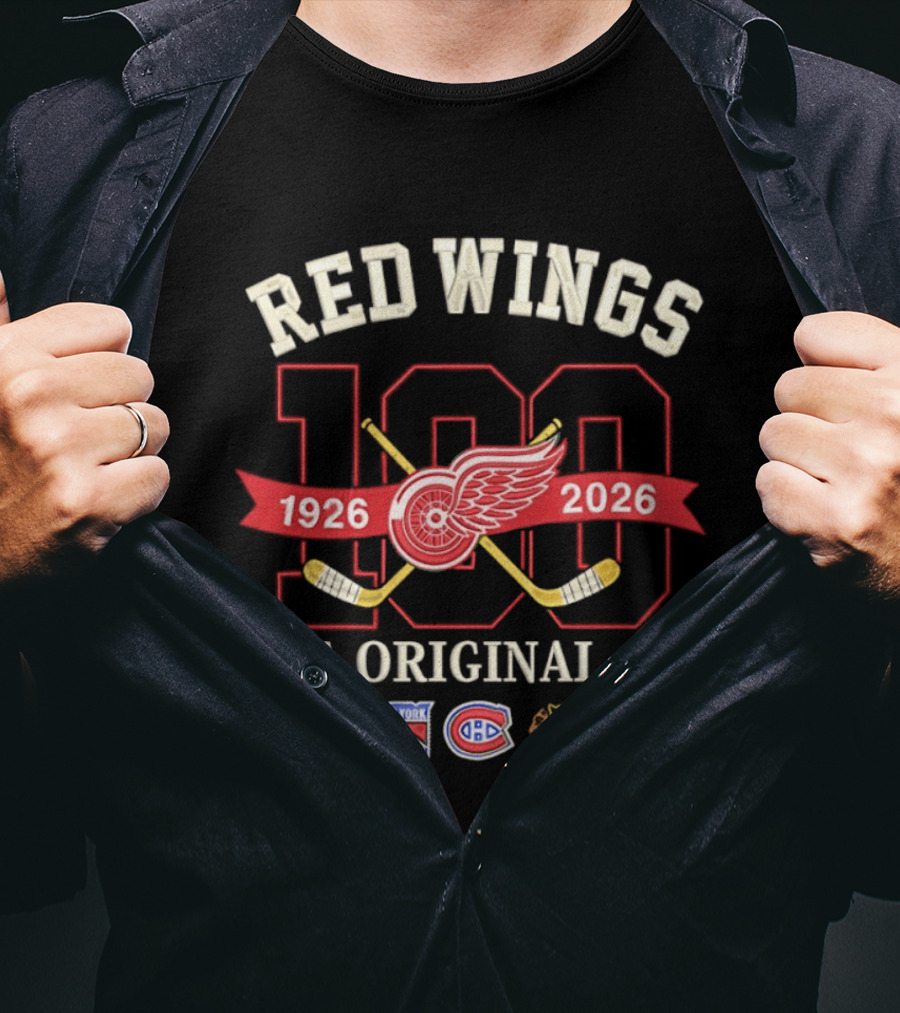 Red Wings 100 Years 1926 2026 Anniversary The Original Six T-Shirt