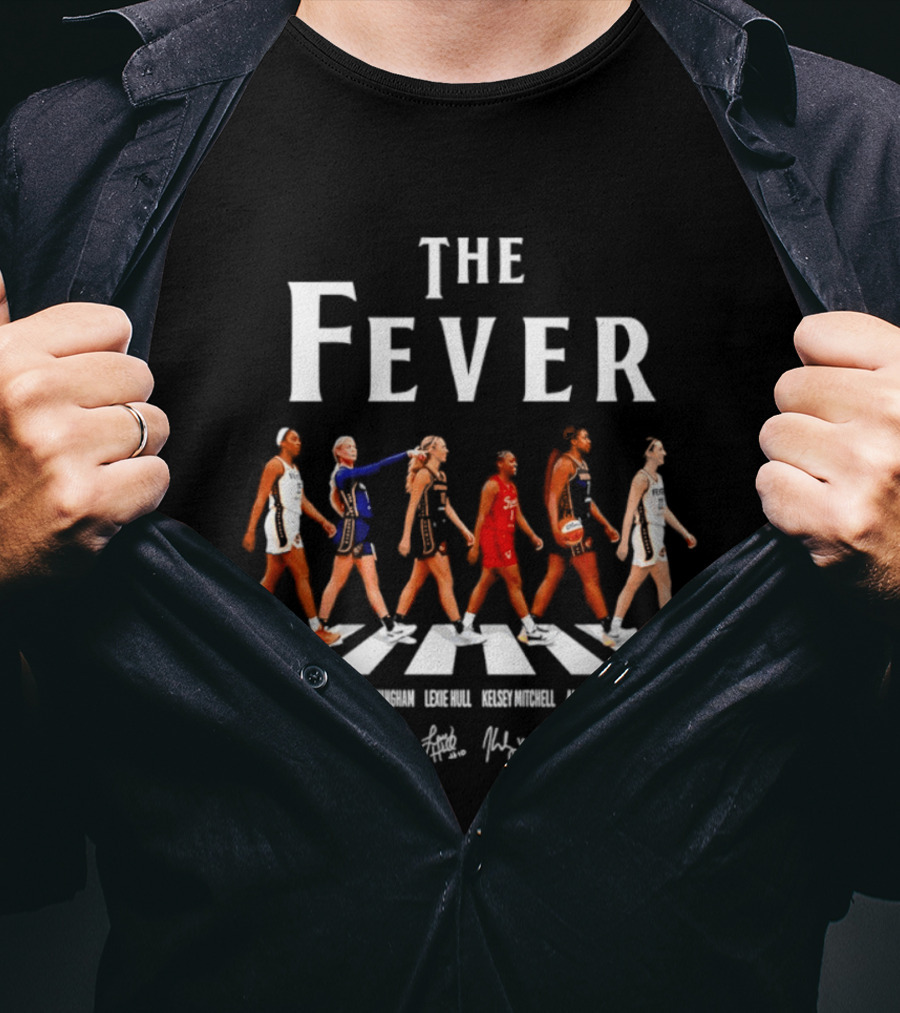 The Fever Monique Billings Sophie Cunningham Lexie Hull Kelsey Mitchell Aliyah Boston Caitlin Clark Indiana Fever Abbey Road Signatures T-Shirt