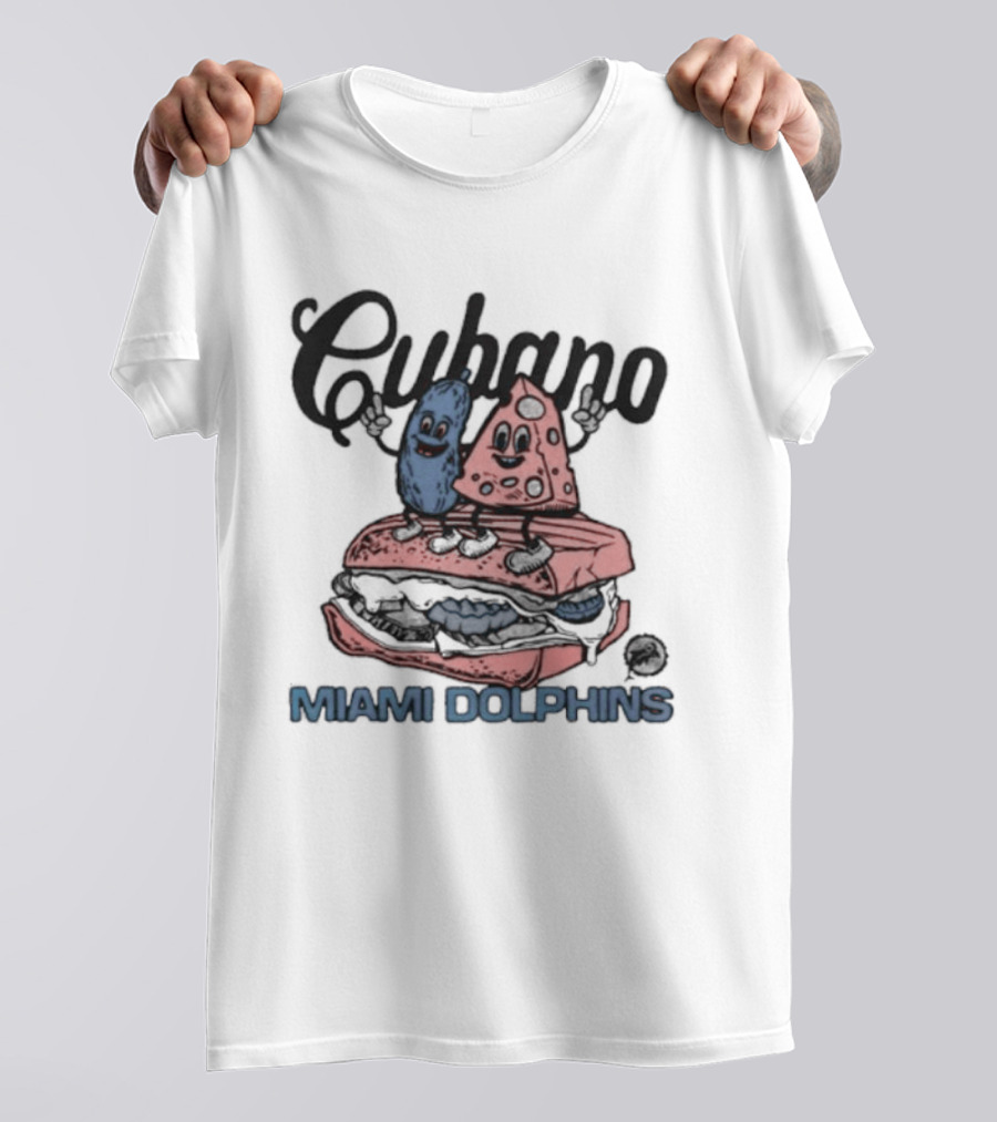 Cubano Miami Dolphins Sandwich And Characters T-Shirt