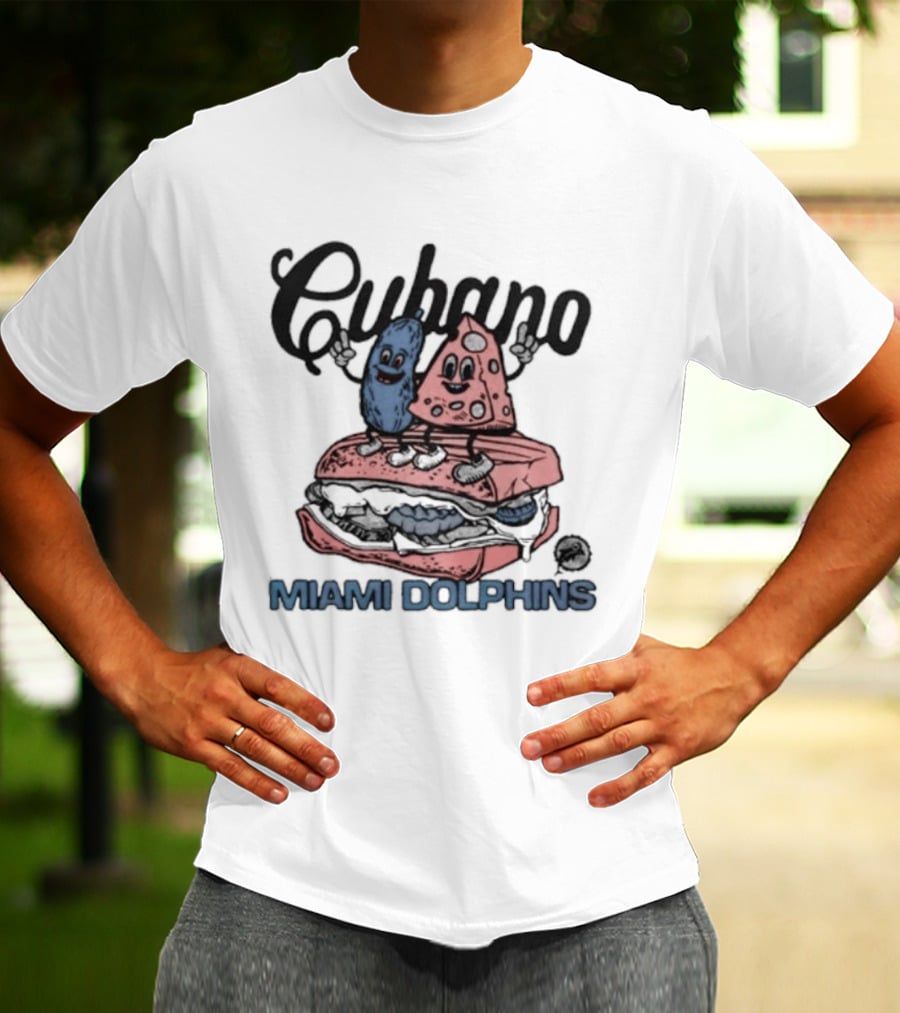 Cubano Miami Dolphins Sandwich And Characters T-Shirt