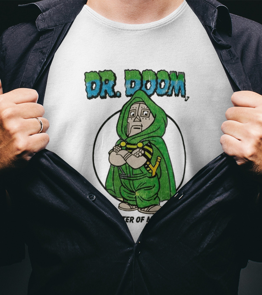 Dr Doom Master Of Menace Green Cloak Comic Style Villain T-Shirt