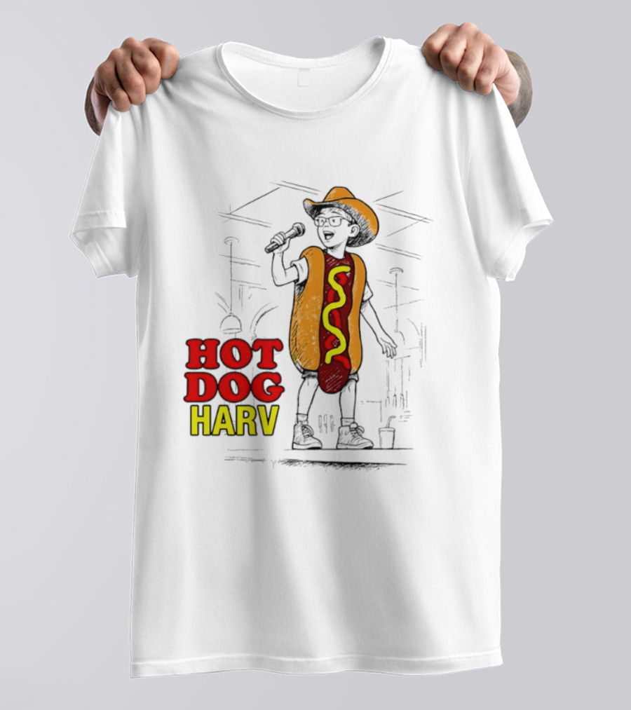 HOT DOG HARV Costume Stage Microphone Cowboy Hat T-Shirt