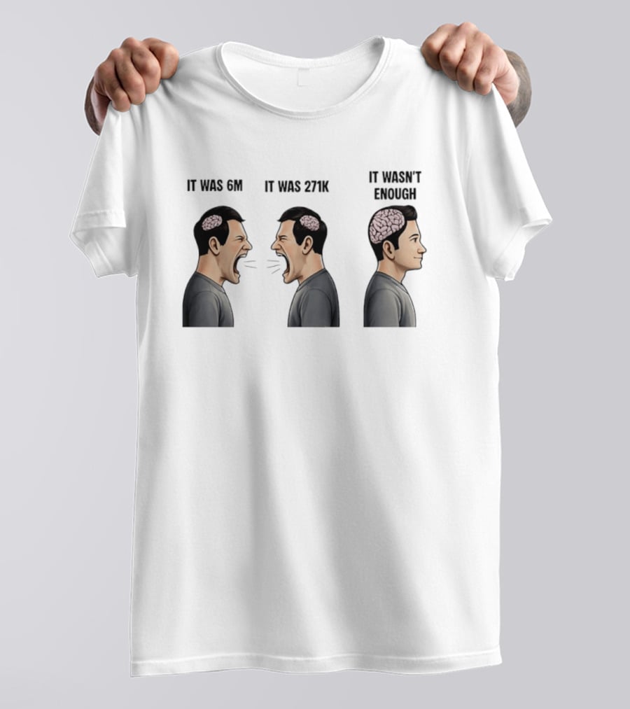 It Was 6M It Was 271K It Wasn't Enough Brain Scream Meme T-Shirt