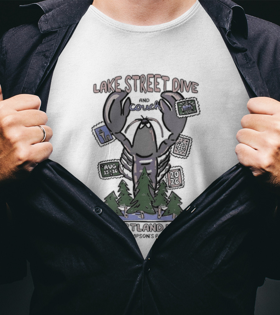 Lake Street Dive Portland ME Thompson's Point 2026 Lobster Trees Ski T-Shirt