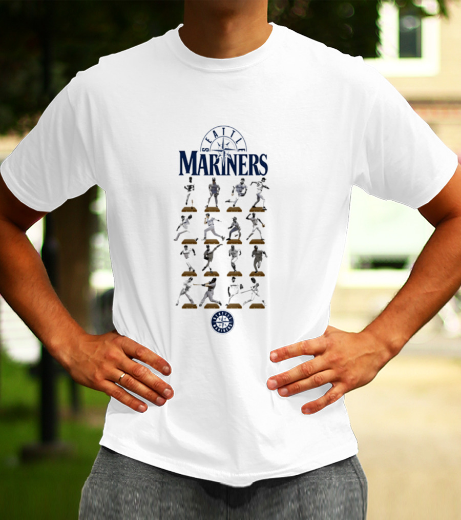 Seattle Mariners Legends Hall Of Fame Player Silhouettes And Washington State Ferries Wheel T-Shirt