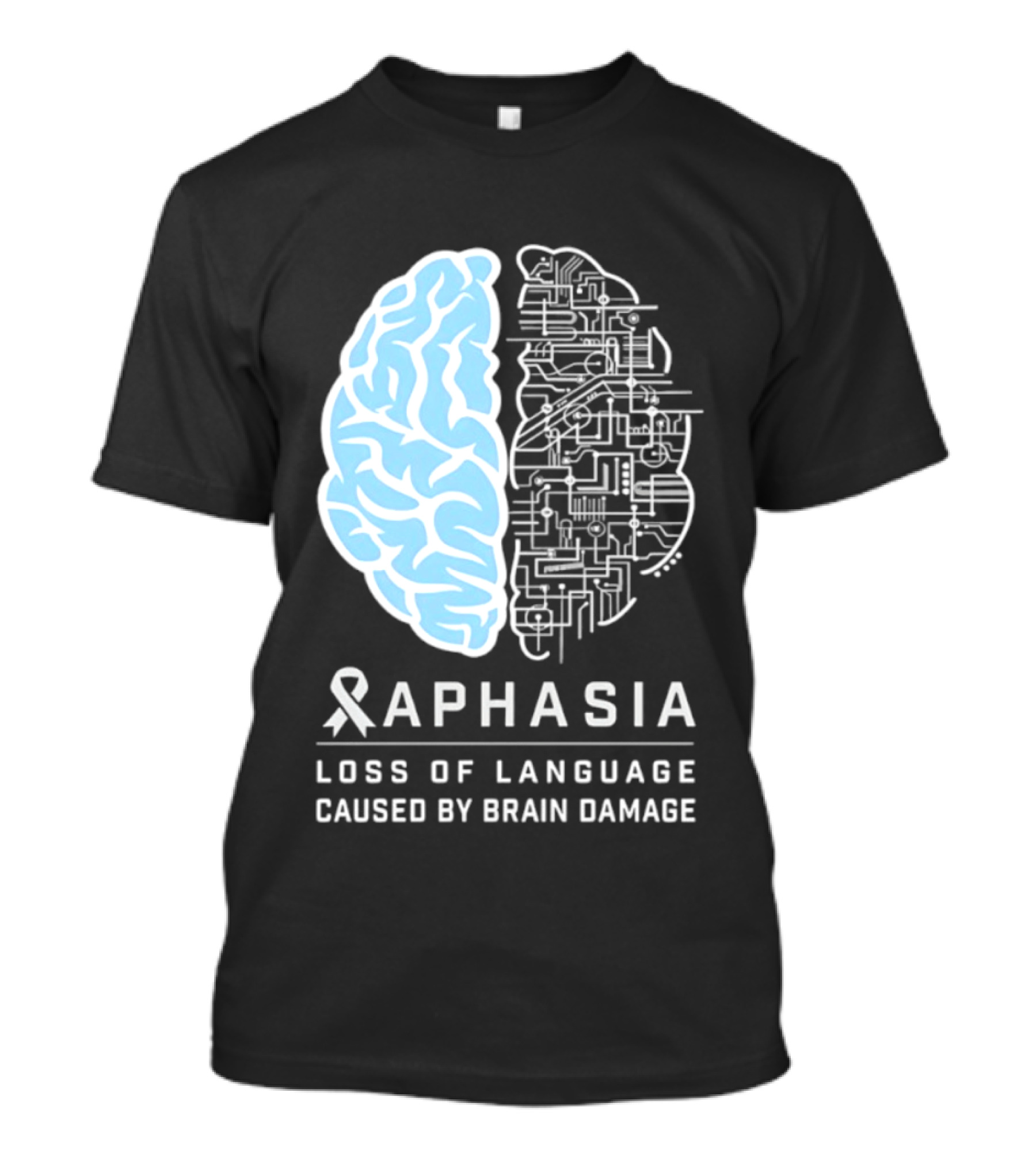 Aphasia Awareness Ribbon Brain Design Loss Of Language Caused By Brain Damage T-Shirt