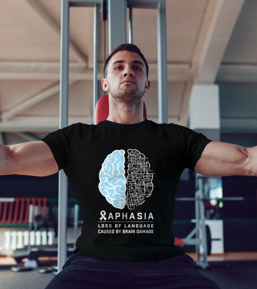 Aphasia Awareness Ribbon Brain Design Loss Of Language Caused By Brain Damage T-Shirt