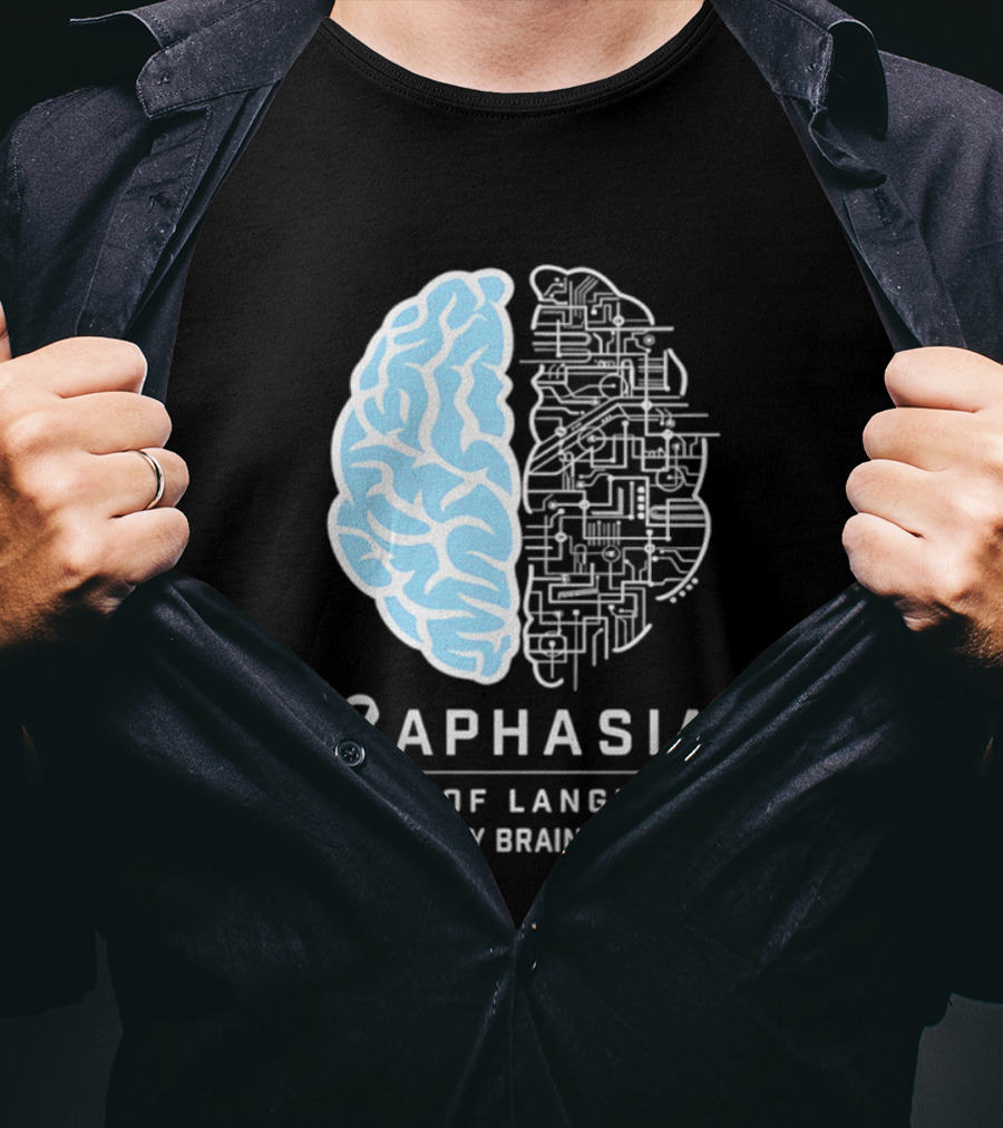 Aphasia Awareness Ribbon Brain Design Loss Of Language Caused By Brain Damage T-Shirt