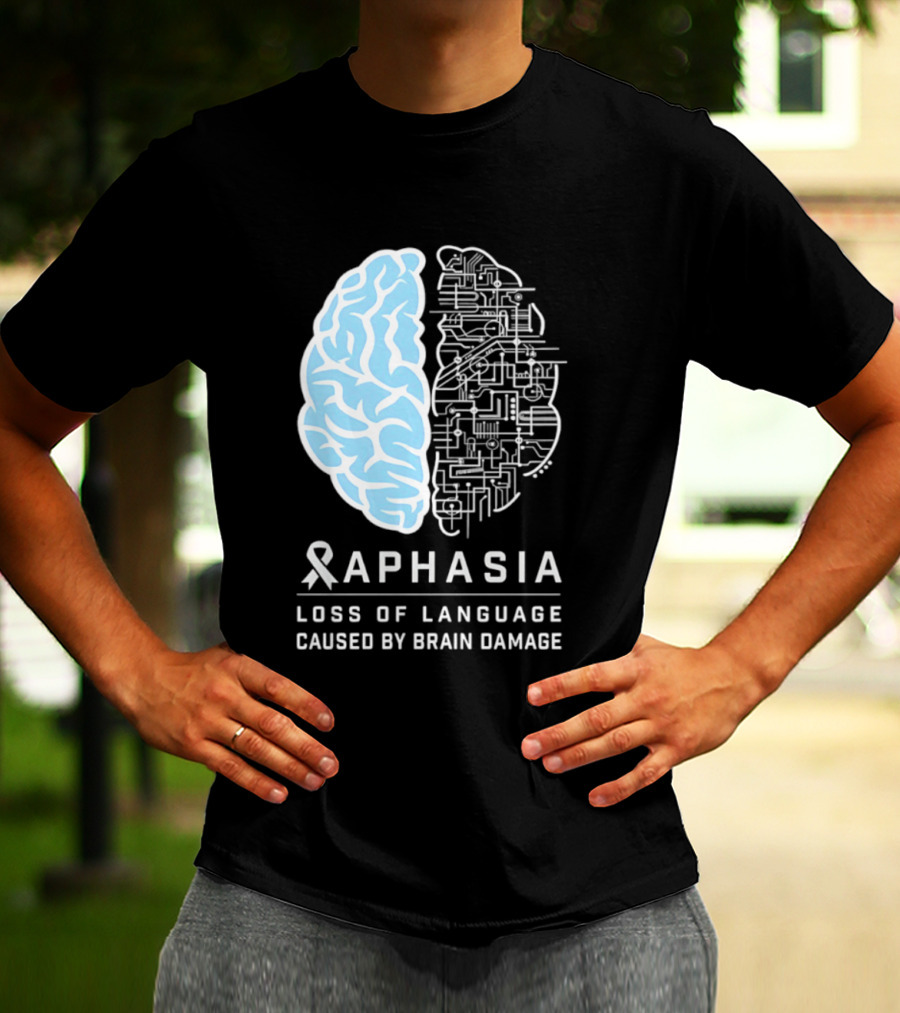 Aphasia Awareness Ribbon Brain Design Loss Of Language Caused By Brain Damage T-Shirt