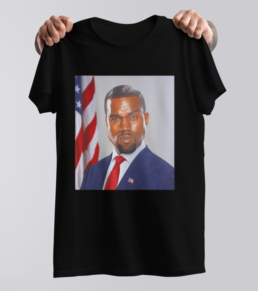 Kanye West Ye Political Portrait American Flag Suit And Tie T-Shirt