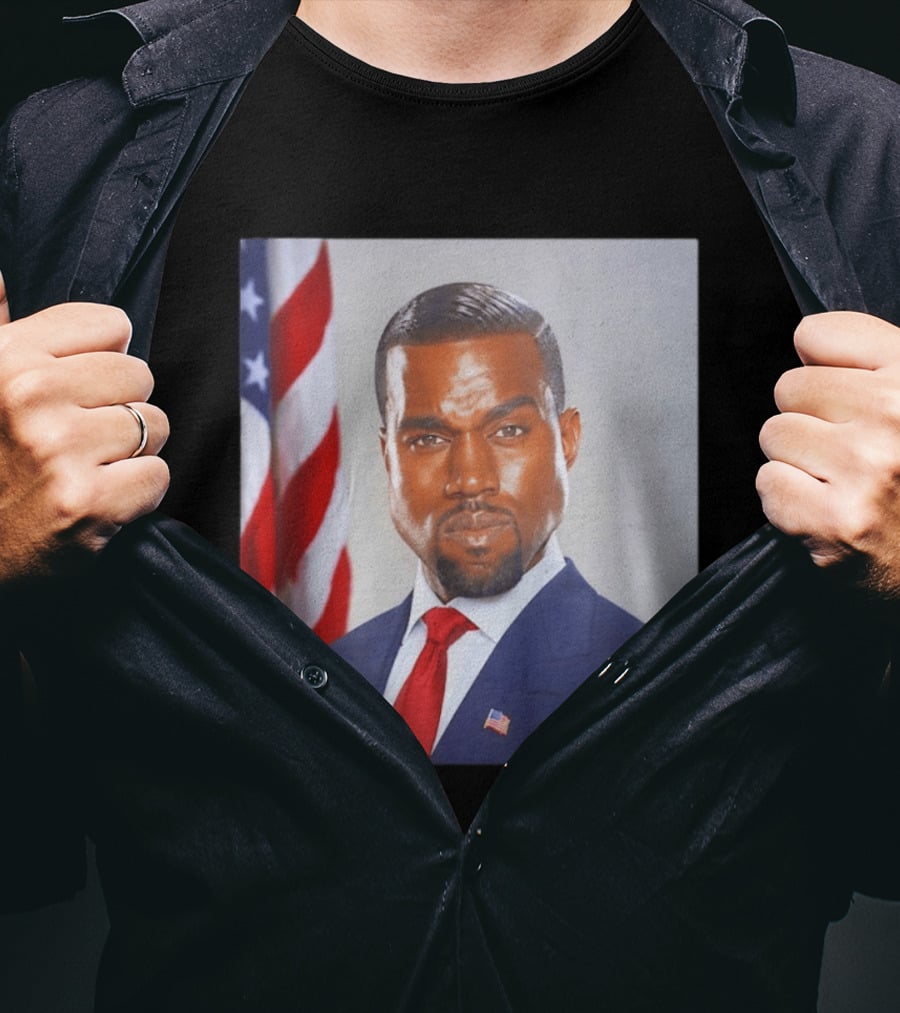 Kanye West Ye Political Portrait American Flag Suit And Tie T-Shirt