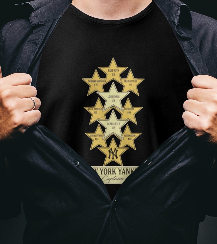 New York Yankees Captains Babe Ruth Lou Gehrig Derek Jeter Thurman Munson Graig Nettles Willie Randolph Ron Guidry Don Mattingly Aaron Judge T-Shirt