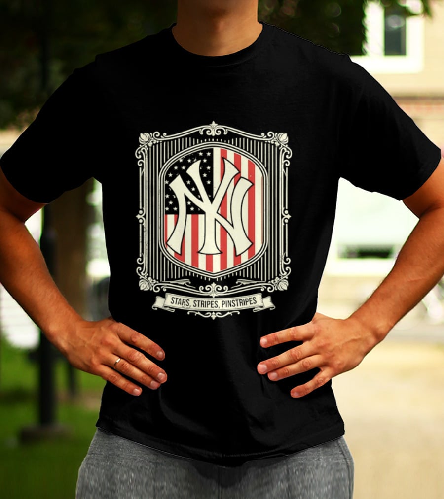 Yankees Stars And Stripes Pinstripes American Flag Baseball T-Shirt
