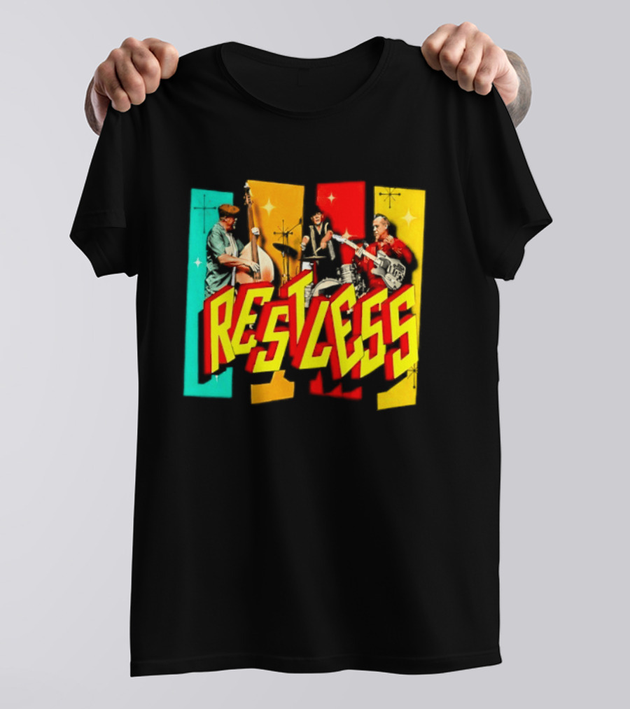 Restless Band Rockabilly Psychobilly Music Members Colorful Performance T-Shirt