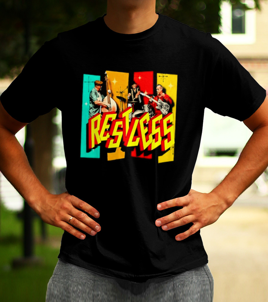 Restless Band Rockabilly Psychobilly Music Members Colorful Performance T-Shirt