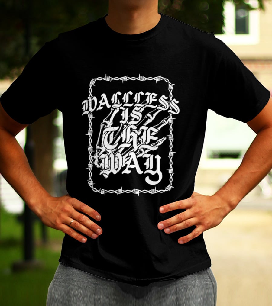 Wallless Is The Way Adam Wacker X WhiteCrayon Collaboration Barbed Skeleton T-Shirt