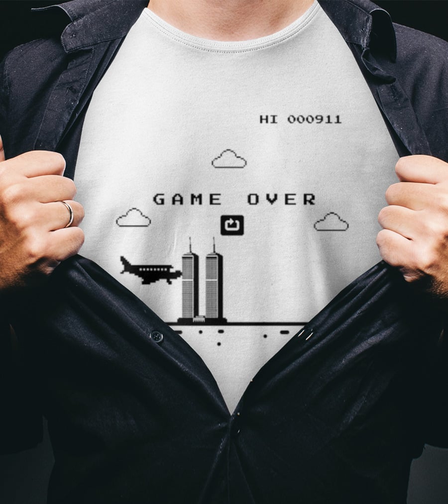 Game Over Hi 000911 Pixel 911 Twin Towers T-Shirt