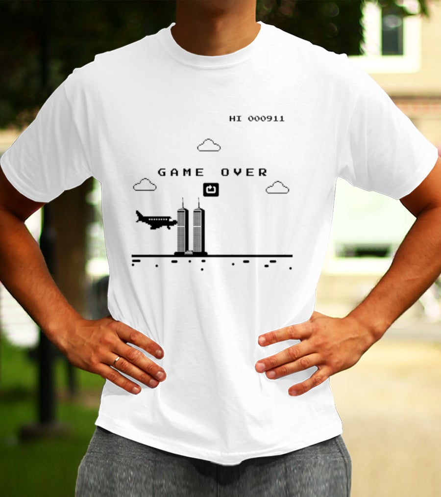 Game Over Hi 000911 Pixel 911 Twin Towers T-Shirt