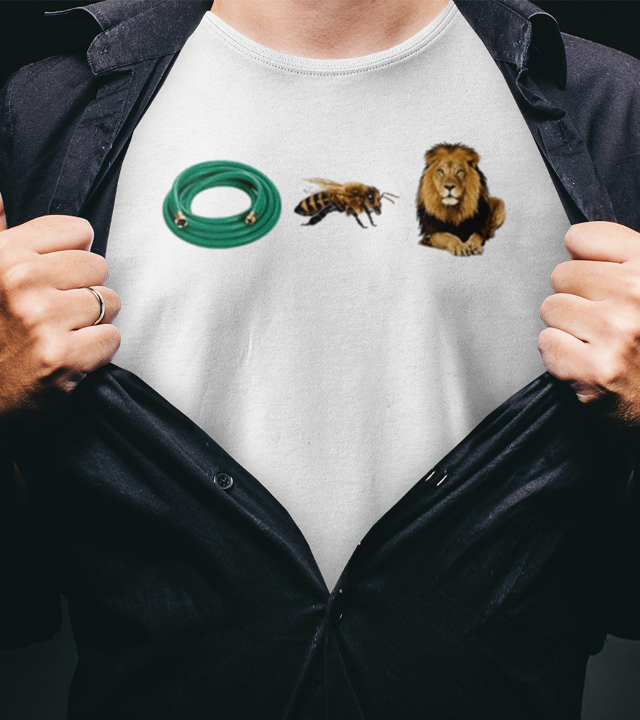 Hose Bee Lion Rebus Wordplay Pun Gardening Humor T-Shirt