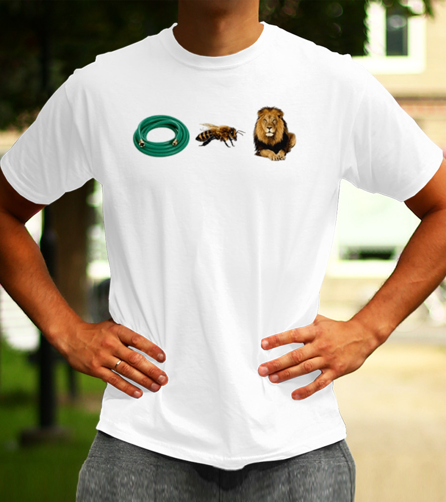 Hose Bee Lion Rebus Wordplay Pun Gardening Humor T-Shirt
