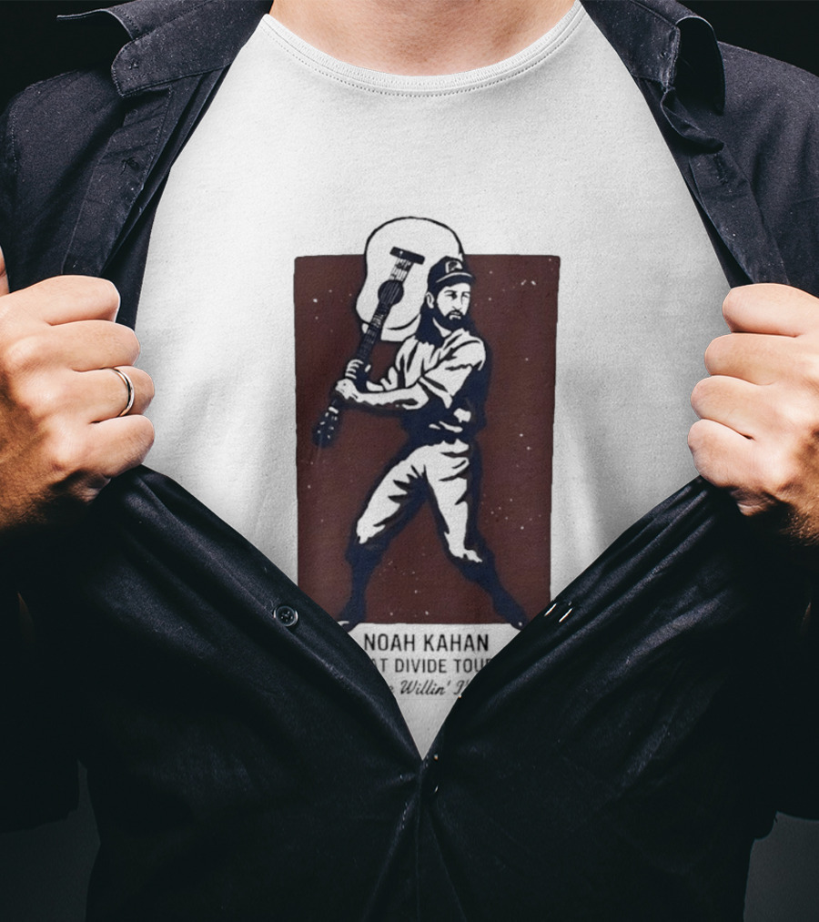 Noah Kahan The Great Divide Tour 2026 If You're Willin' I'm Able Baseball Player With Guitar T-Shirt