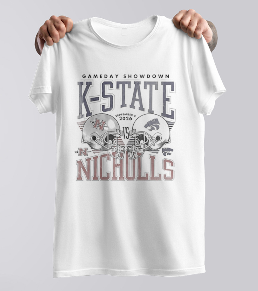K State Gameday Showdown 2026 Vs Nicholls Helmets T-Shirt