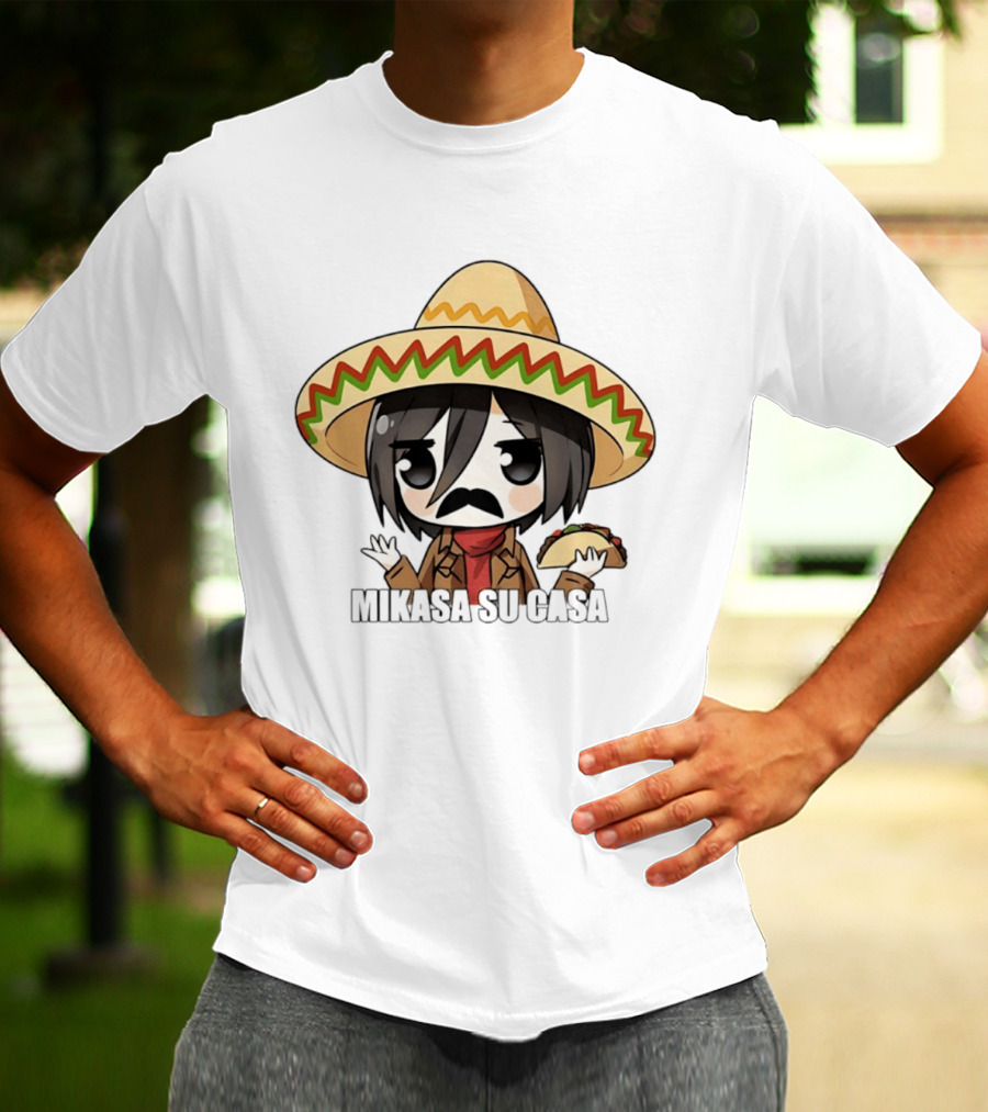 Mikasa Su Casa Funny Anime Taco Sombrero Mikasa Ackerman T-Shirt