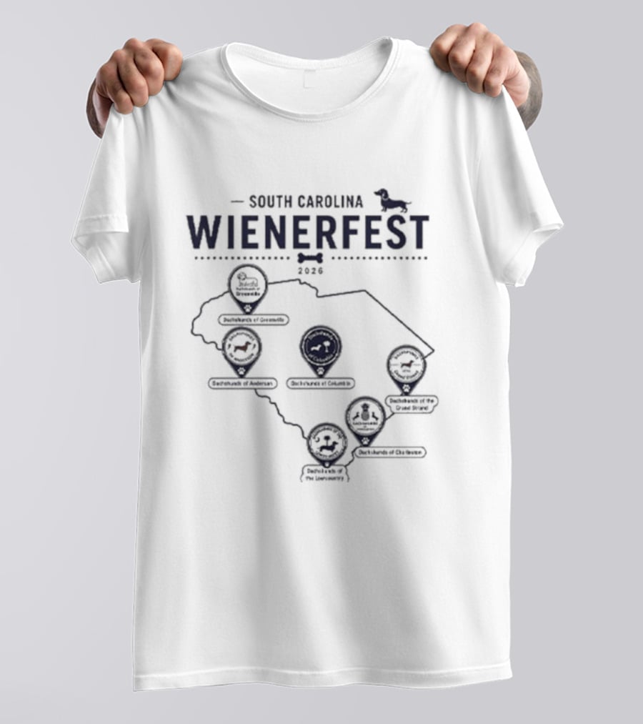 South Carolina Wienerfest 2026 Dachshund Festival Dog Lover Event Map T-Shirt