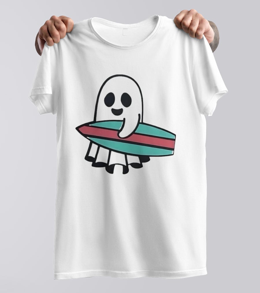 Ghost With Surfboard Adventure Surfing Ghost Fun T-Shirt