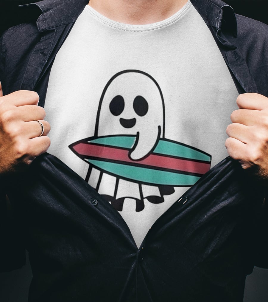 Ghost With Surfboard Adventure Surfing Ghost Fun T-Shirt