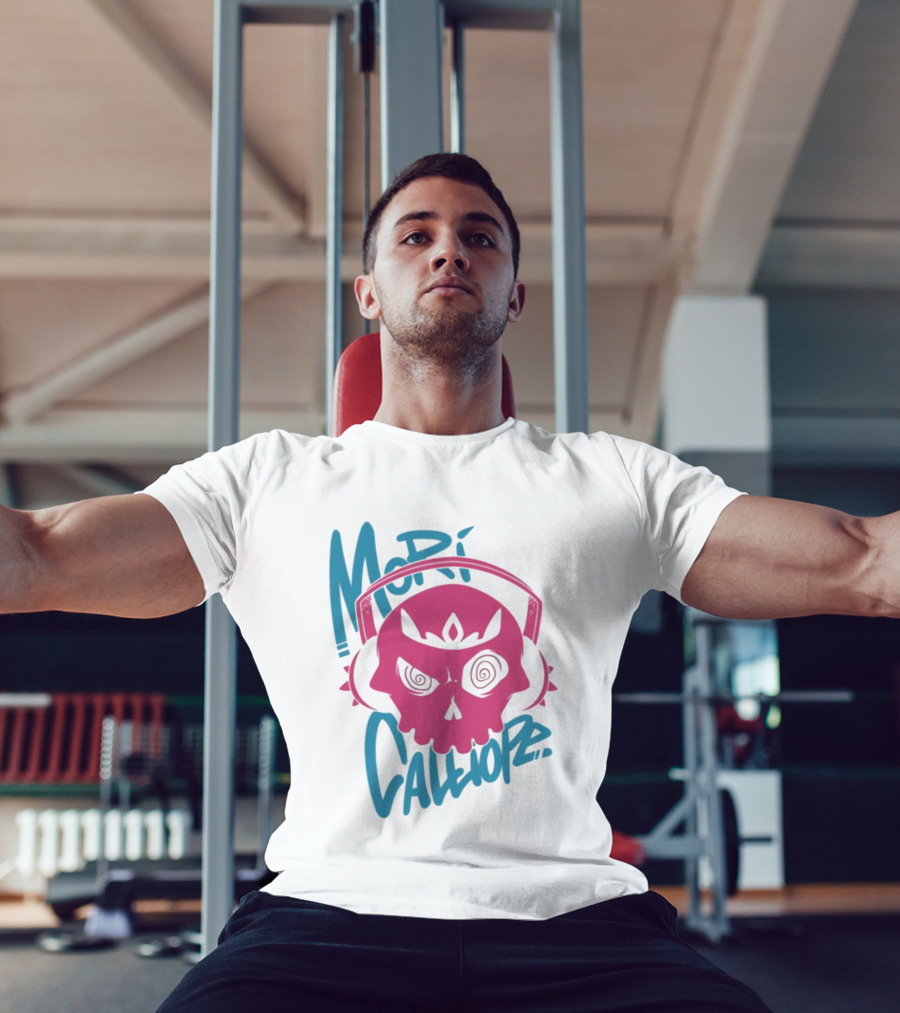 Mori Calliope Pink Skull With Headphones T-Shirt