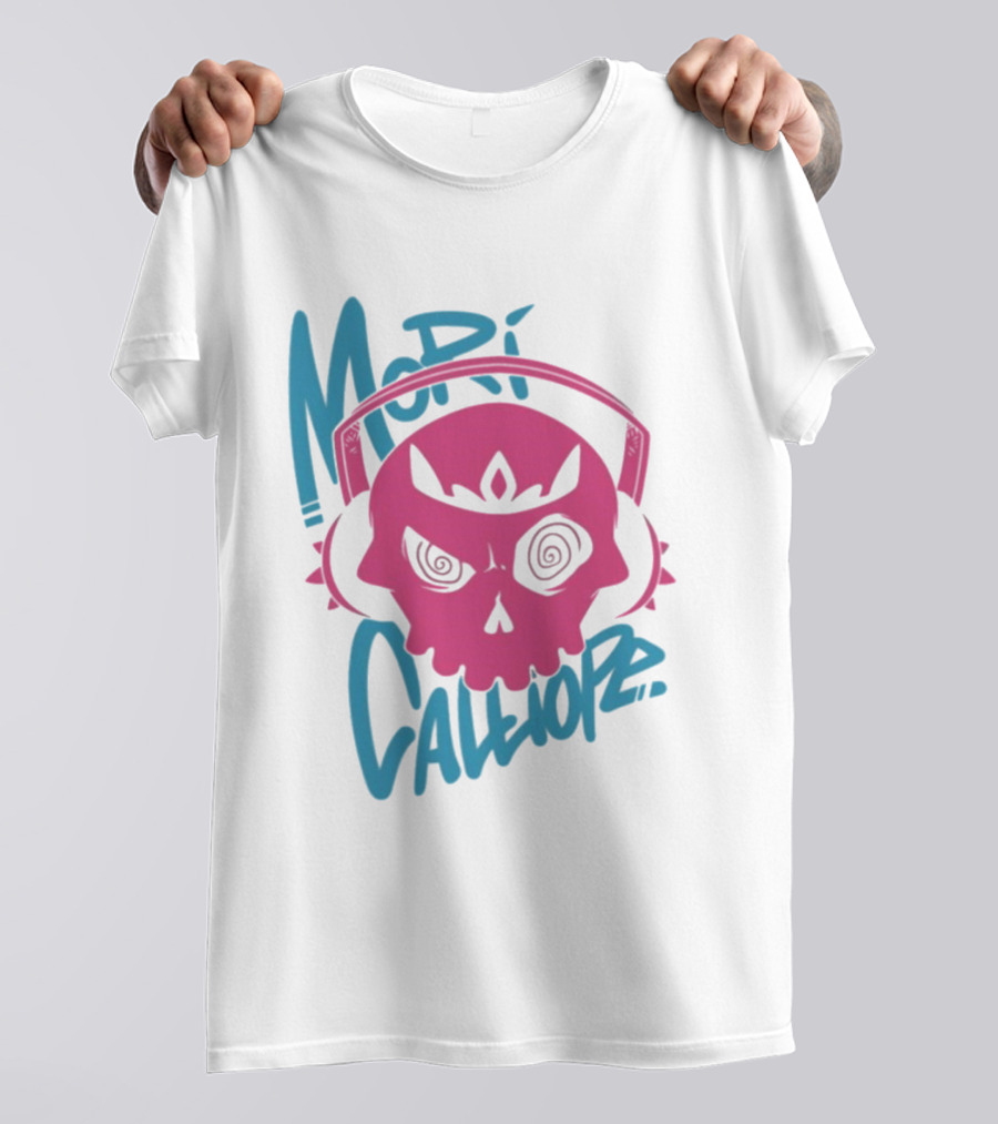 Mori Calliope Pink Skull With Headphones T-Shirt