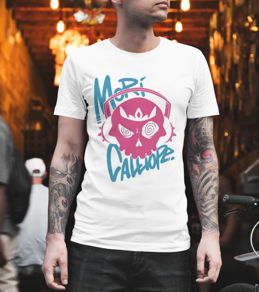 Mori Calliope Pink Skull With Headphones T-Shirt
