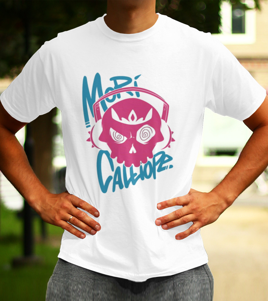 Mori Calliope Pink Skull With Headphones T-Shirt