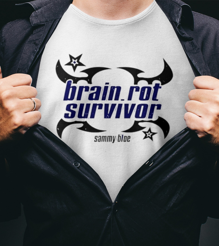 Brainrot Survivor Sammy Blue Stars Tribal T-Shirt