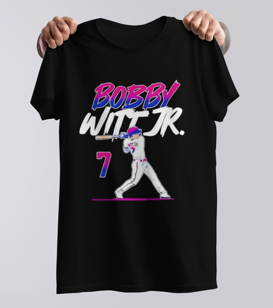Bobby Witt Jr. 7 Kansas City Royals MLB Slugger Swing T-Shirt